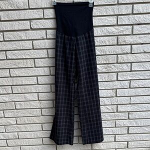 Motherhood Maternity Black Plaid Checkered Wide Leg Pants Size Medium